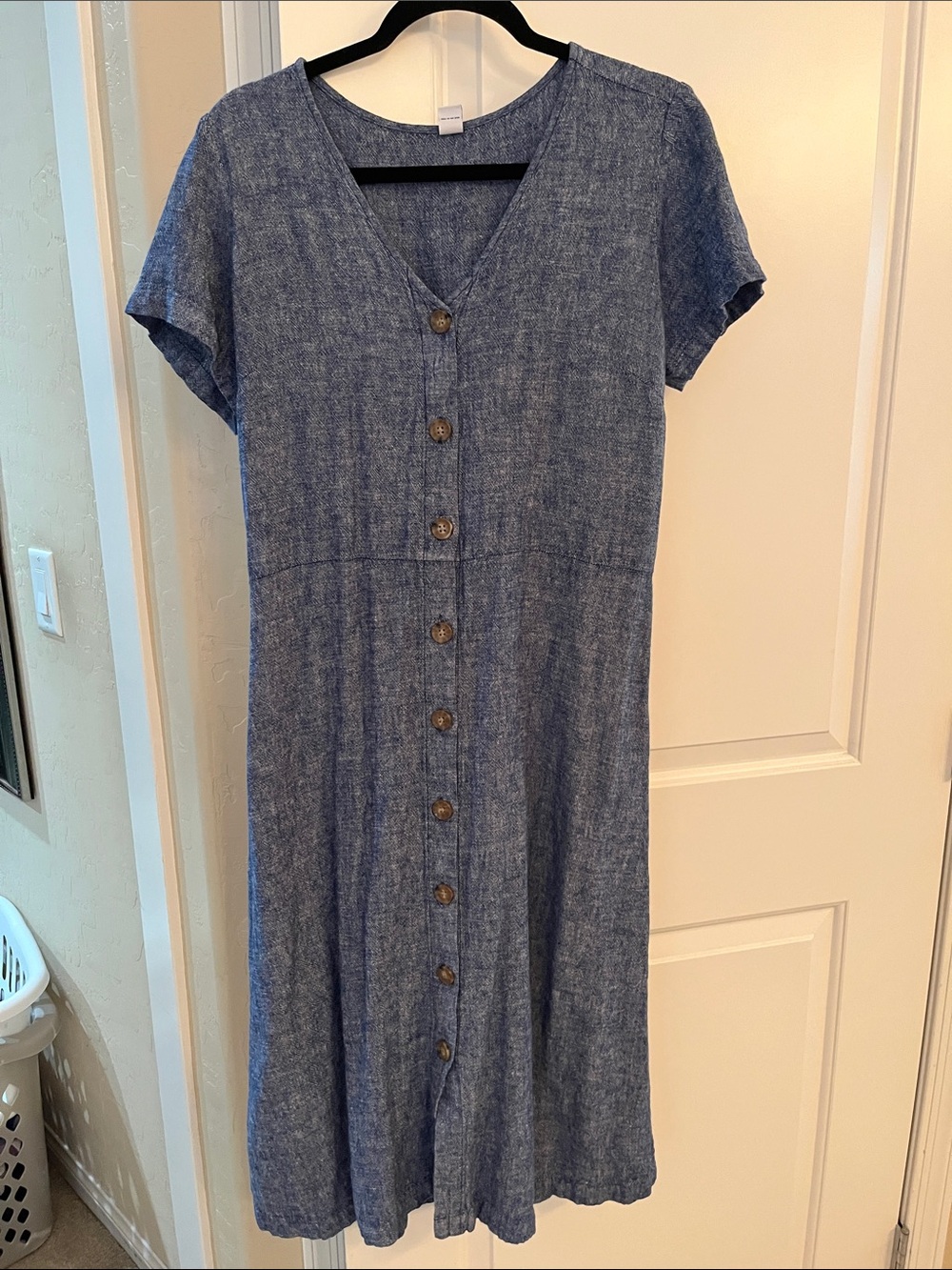 Blue linen like material dress- midi length